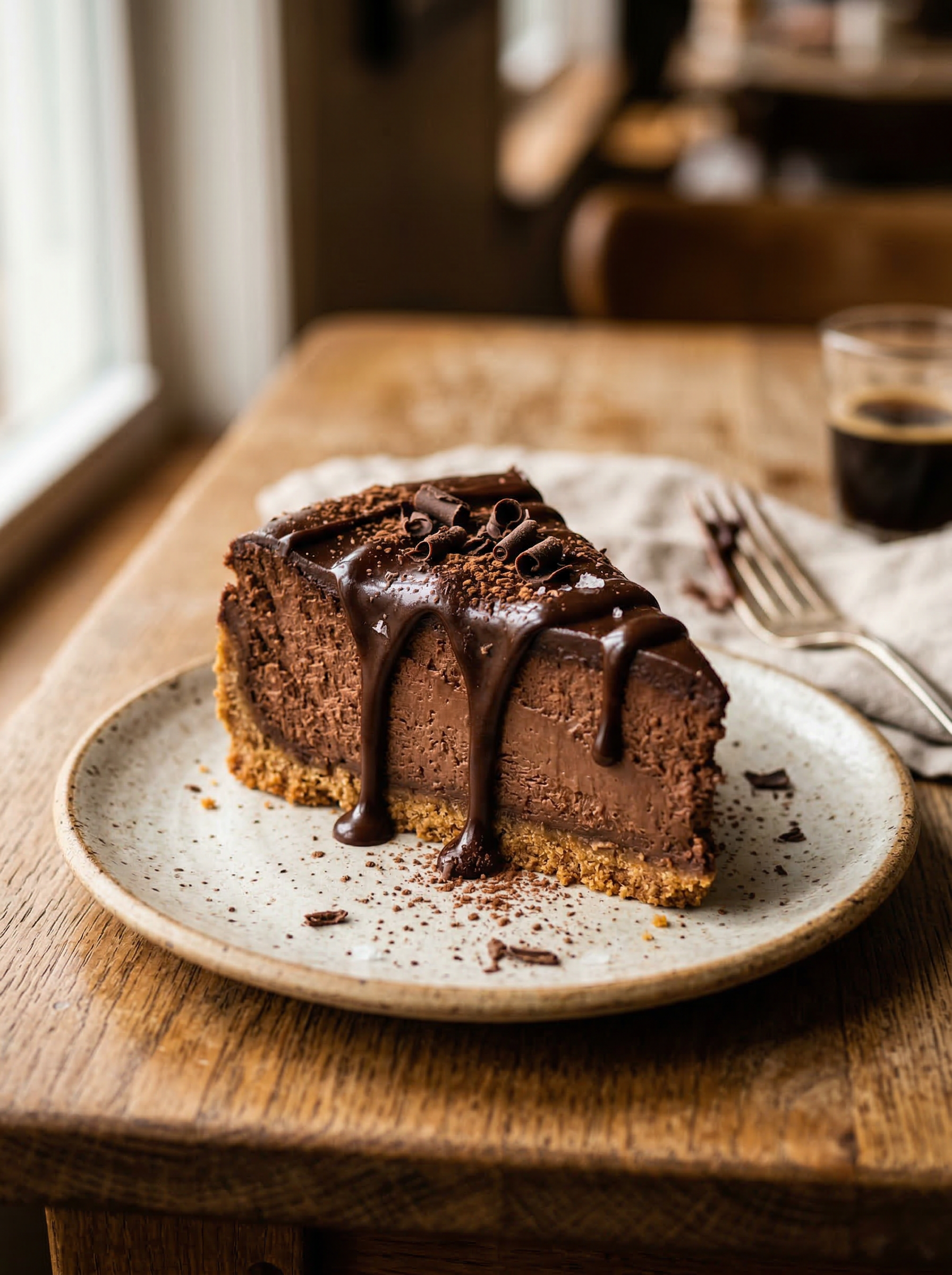 Chocolate cheesecake with ganache